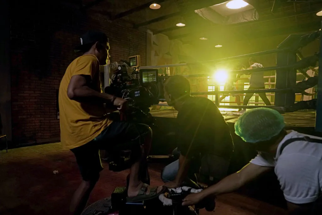 On the set of the film "Sin" in Jakarta.