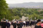 Orangemen pass&nbsp;the statue of Sir Edward Carson at Stormont before the start of the Northern Ireland centenary parade, on&nbsp;May 28.&nbsp;