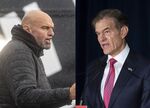 John Fetterman, left, and Mehmet Oz