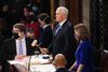 Mike Pence presides over a joint session of Congress to count the Electoral College votes in the House Chamber in Washington, D.C., on Jan. 6.