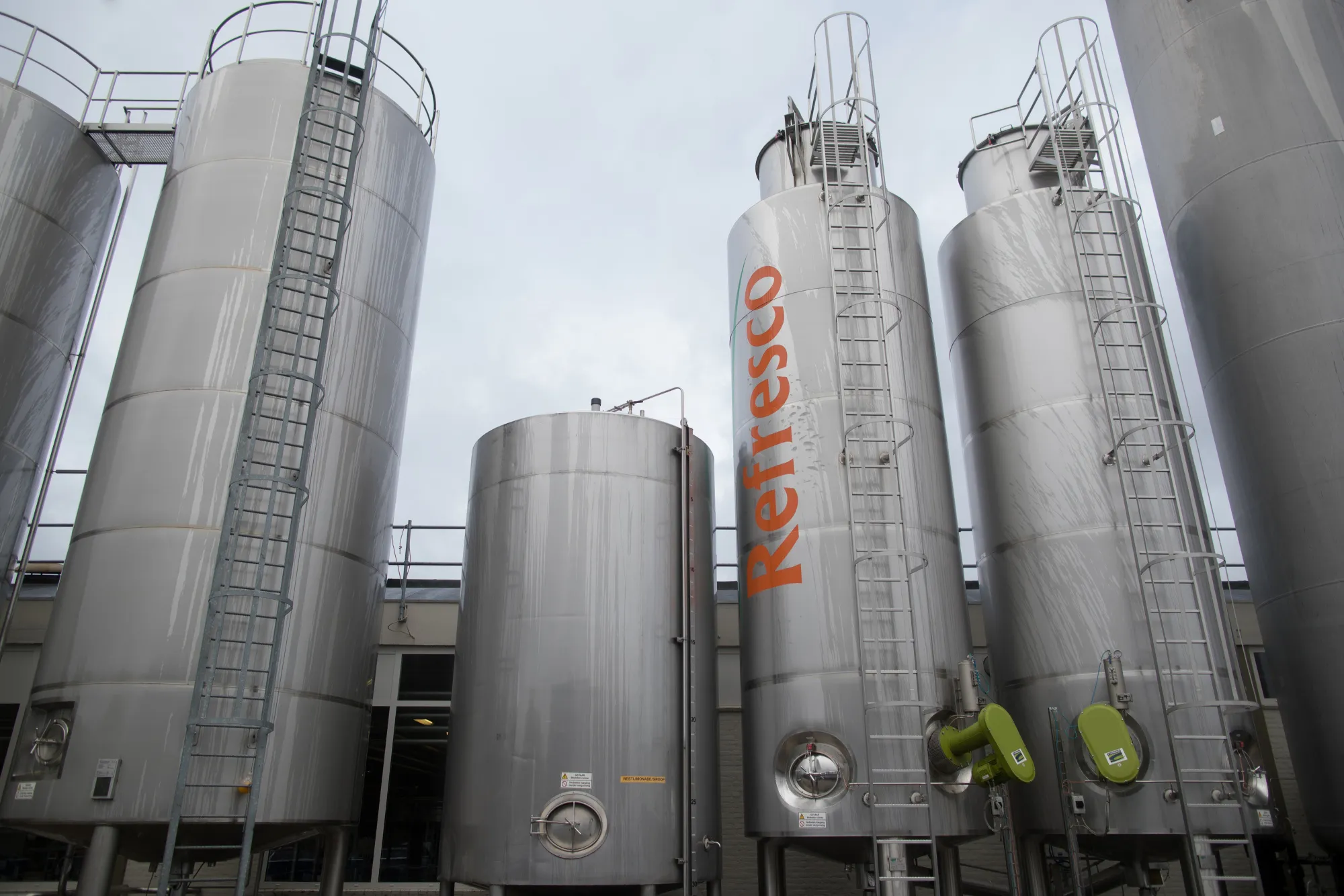 Storage silos outside the Refresco Group NV bottling factory in Maarheeze, Netherlands.&nbsp;