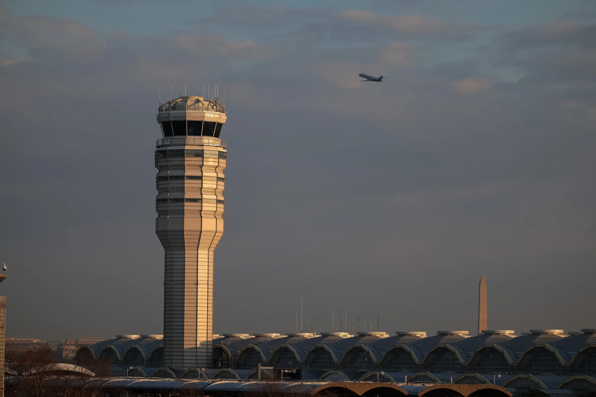 The air traffic control tower at the Reagan National Airport&nbsp;in Arlington, Virginia.