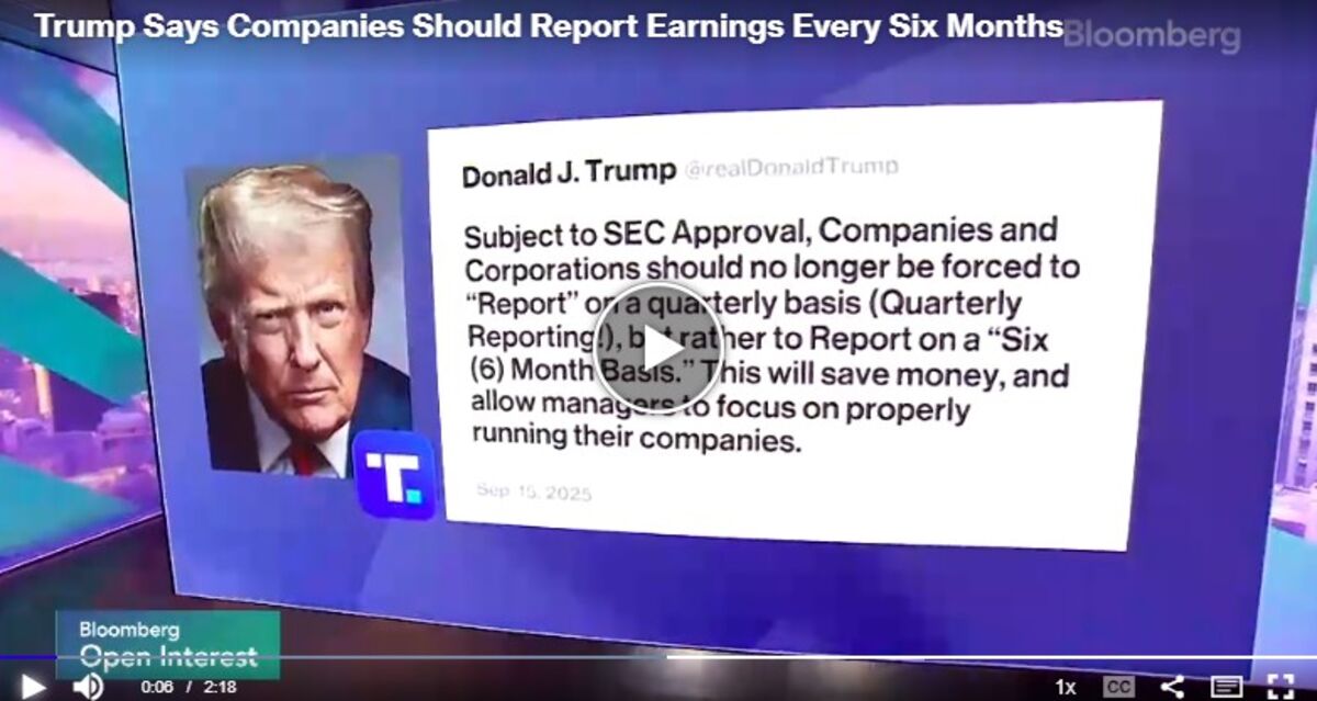 Trump’s Call to Cut Earnings Reports Likely to Get SEC Attention