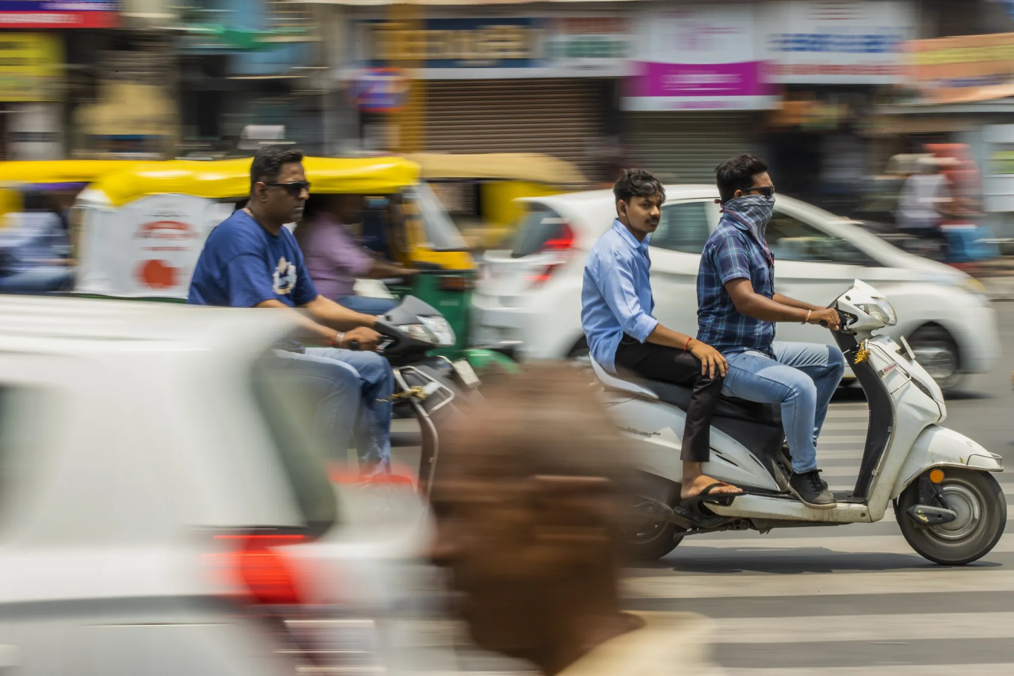Motorcyclists in Ahmedabad, Gujarat, India.