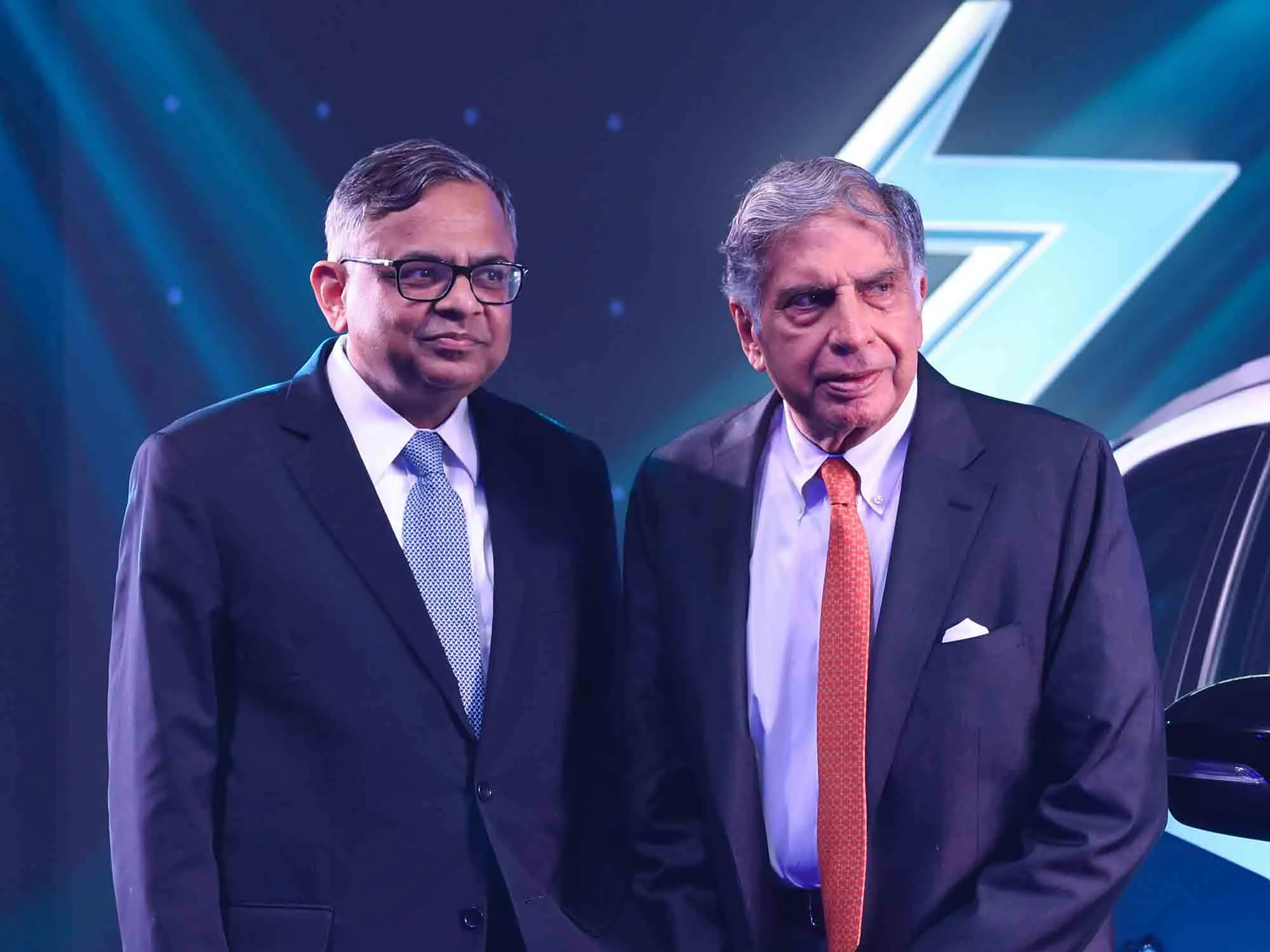Natarajan Chandrasekaran, left, and Ratan Tata.