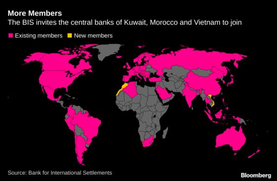 Central Bank Hub Expands on Invites to Kuwait, Morocco, Vietnam