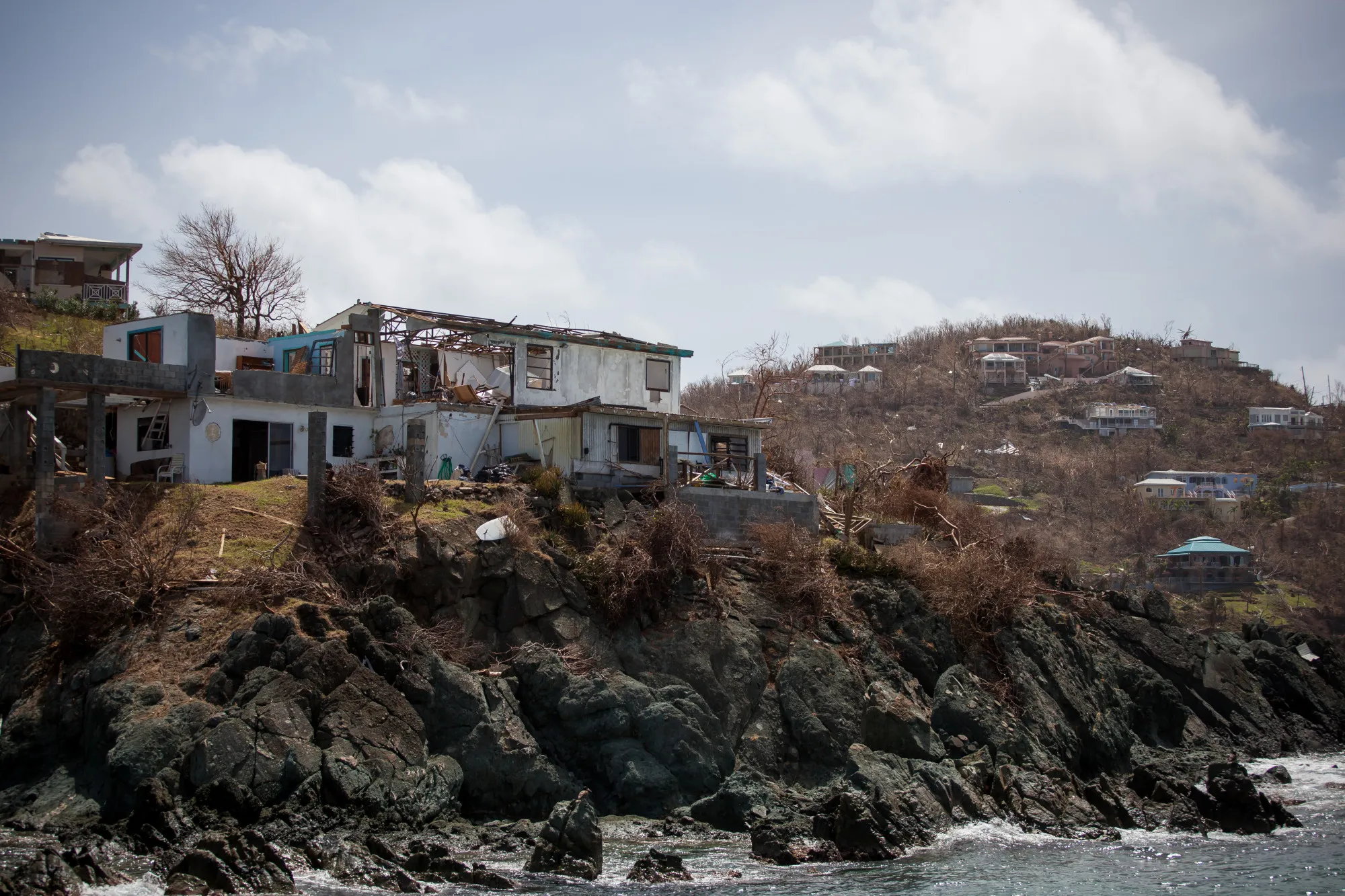 Damaged buildings stand after Hurricane Irma in St John, U.S. Virgin Islands, on Sept. 12, 2017.