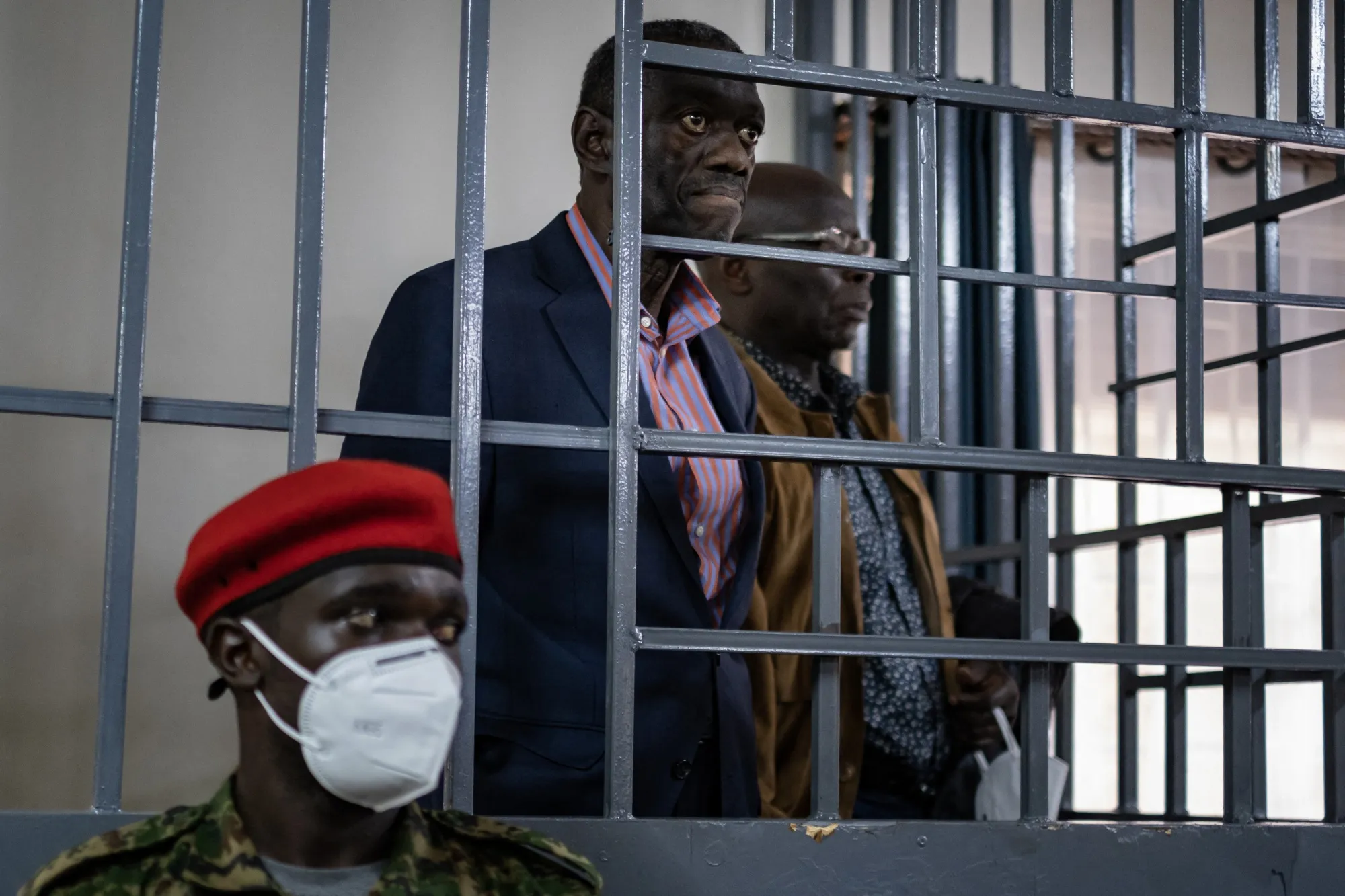 Kizza Besigye in the dock at the Makindye Martial Court in Kampala, on Nov. 20.