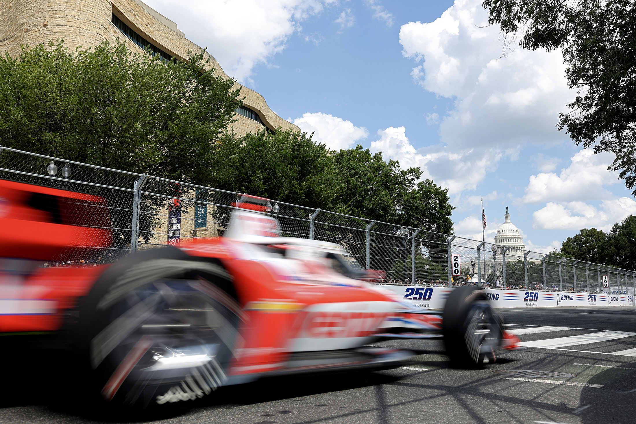 Driver David Malukas races near the US Capitol.