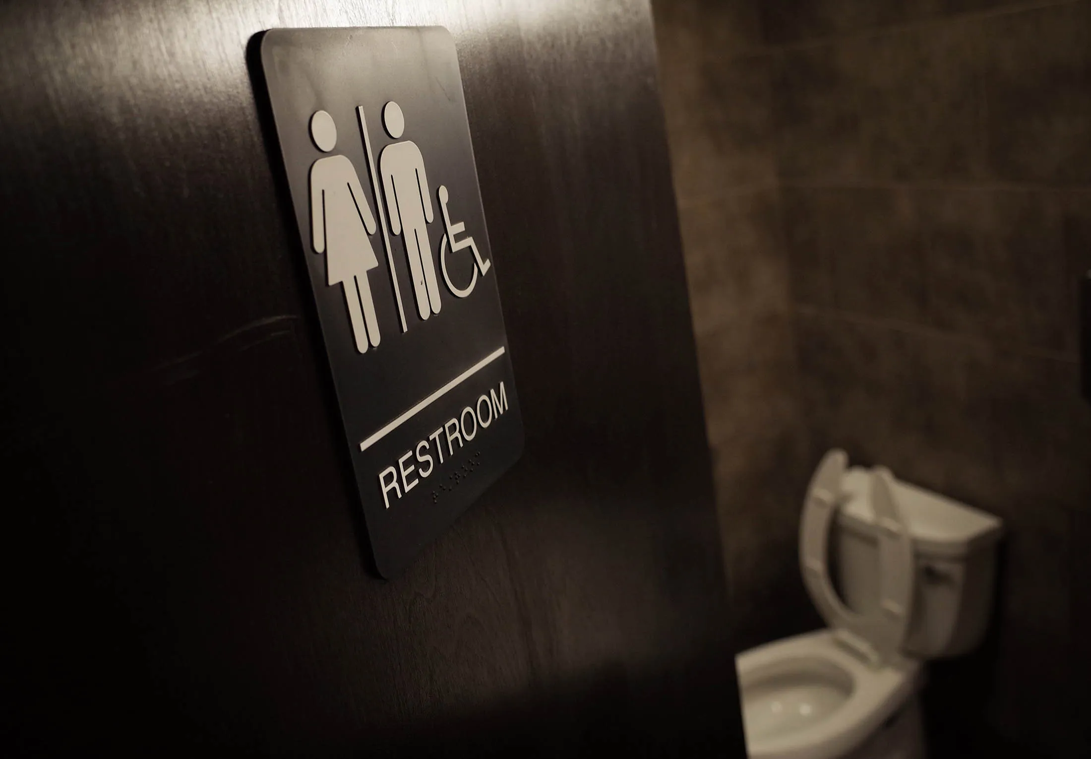 A gender neutral bathroom iat a coffee shop in Washington, DC.
