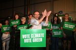 Greens leader Adam Bandt claps during the party’s national campaign launch on May 16, in Brisbane, Australia.