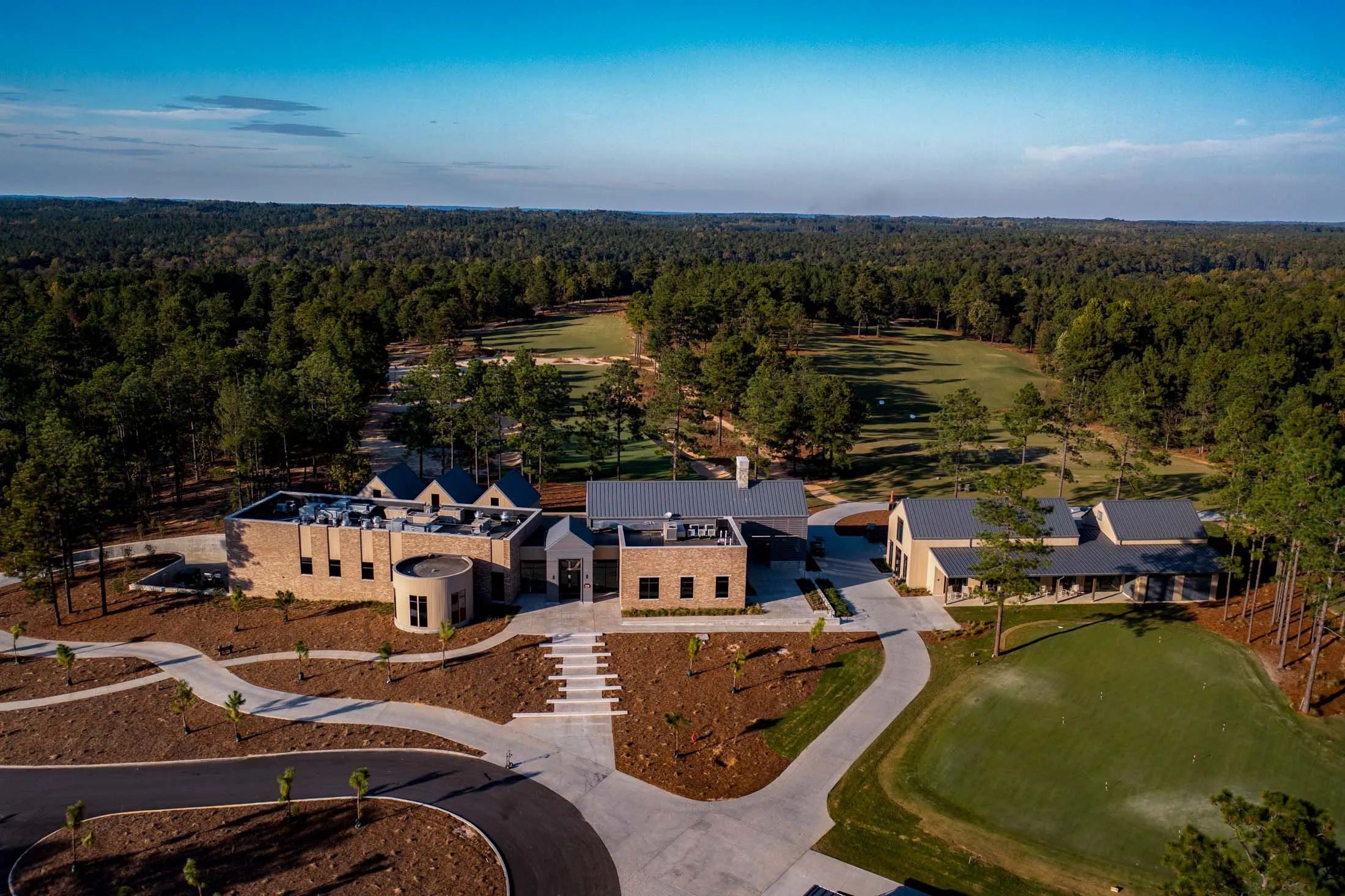 The clubhouse at Dormie Club in West End, North Carolina.