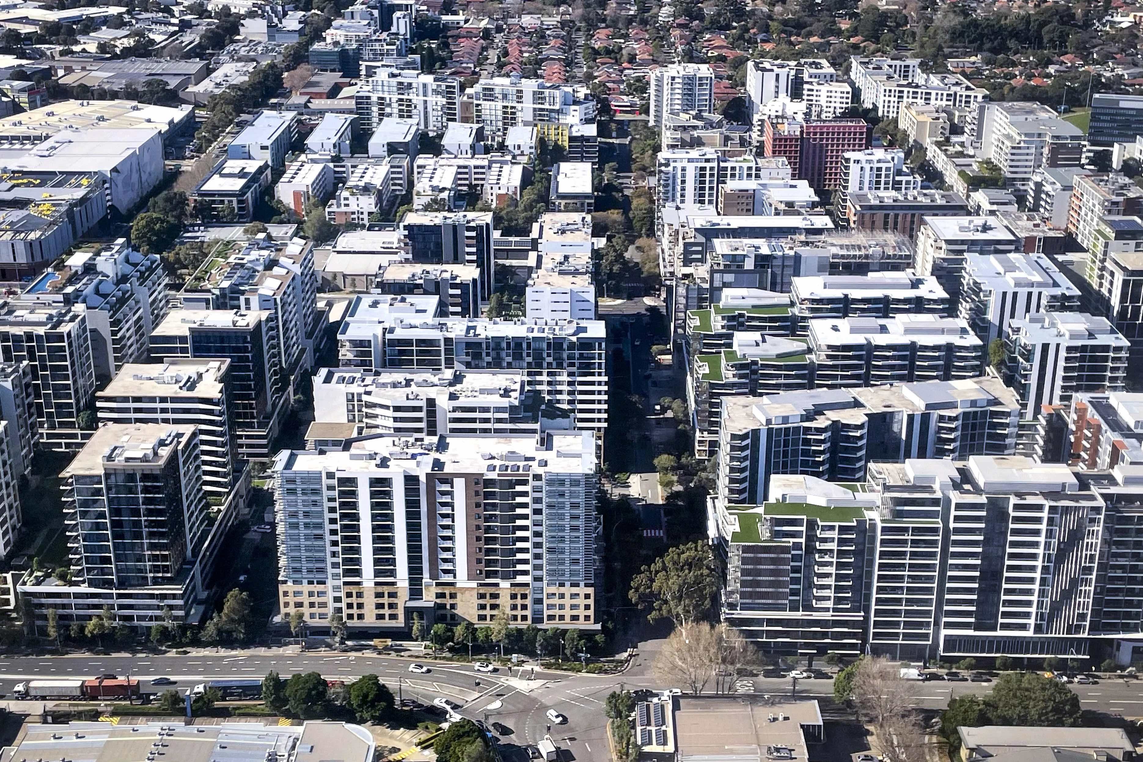 Newly constructed apartment blocks in the Sydney suburb of Mascot.