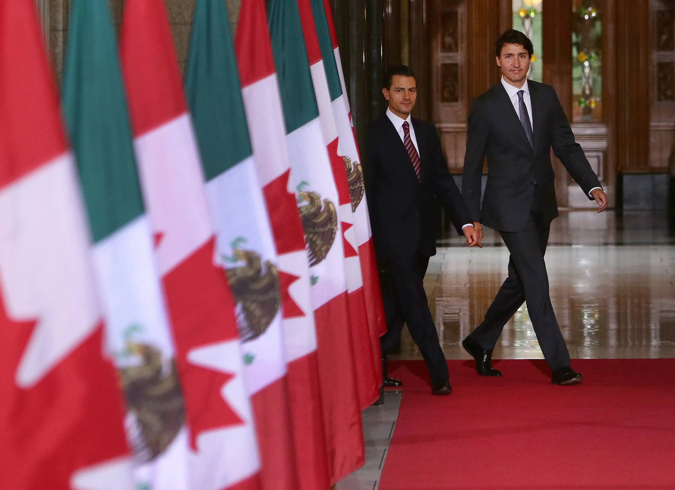 Justin Trudeau, Canada's prime minister, right, and Enrique Pena Nieto, Mexico's president, in Ottawa, on June 28, 2016.
