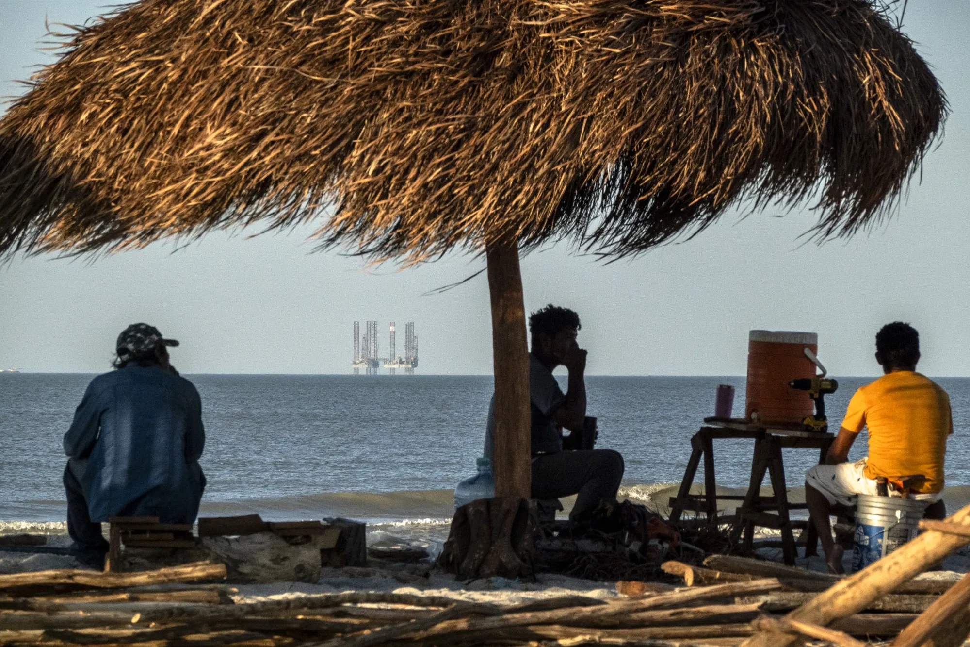A Pemex oil platform off the coast of Ciudad del Carmen, Campeche state, Mexico.