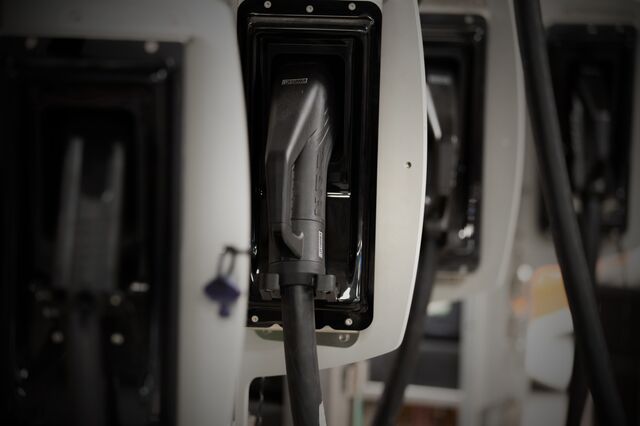 Electric vehicle chargers at the Tritium manufacturing plant in Brisbane, Australia.