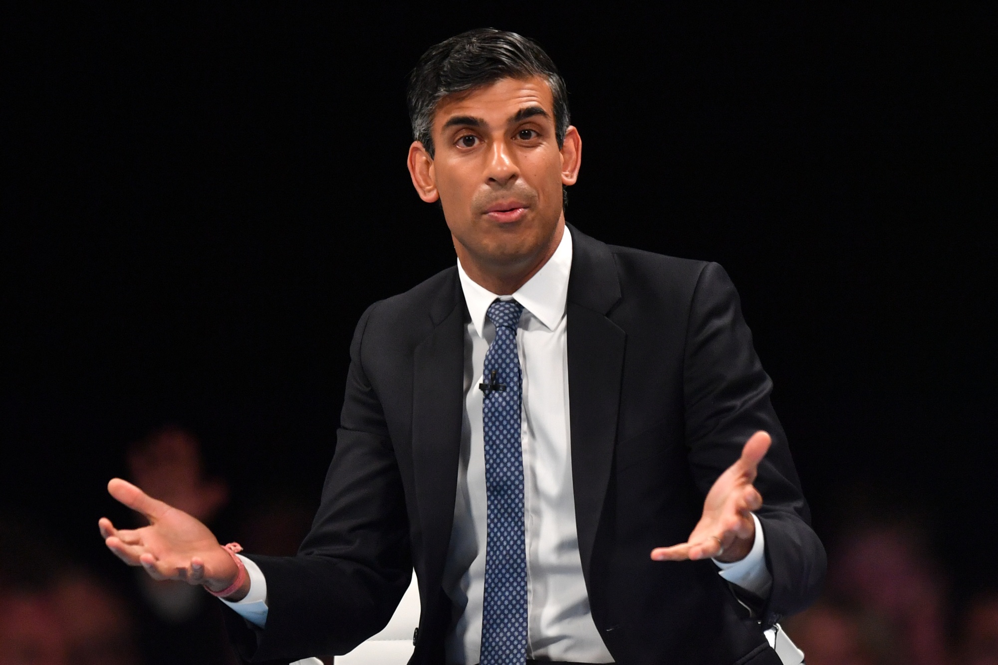 Rishi Sunak answers questions from party members in the audience during the first Conservative Party leadership hustings in Leeds, UK, on&nbsp;July 28.&nbsp;