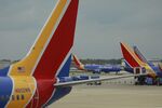 Southwest Airlines Co. Boeing 737 passenger jets in Chicago, Illinois.