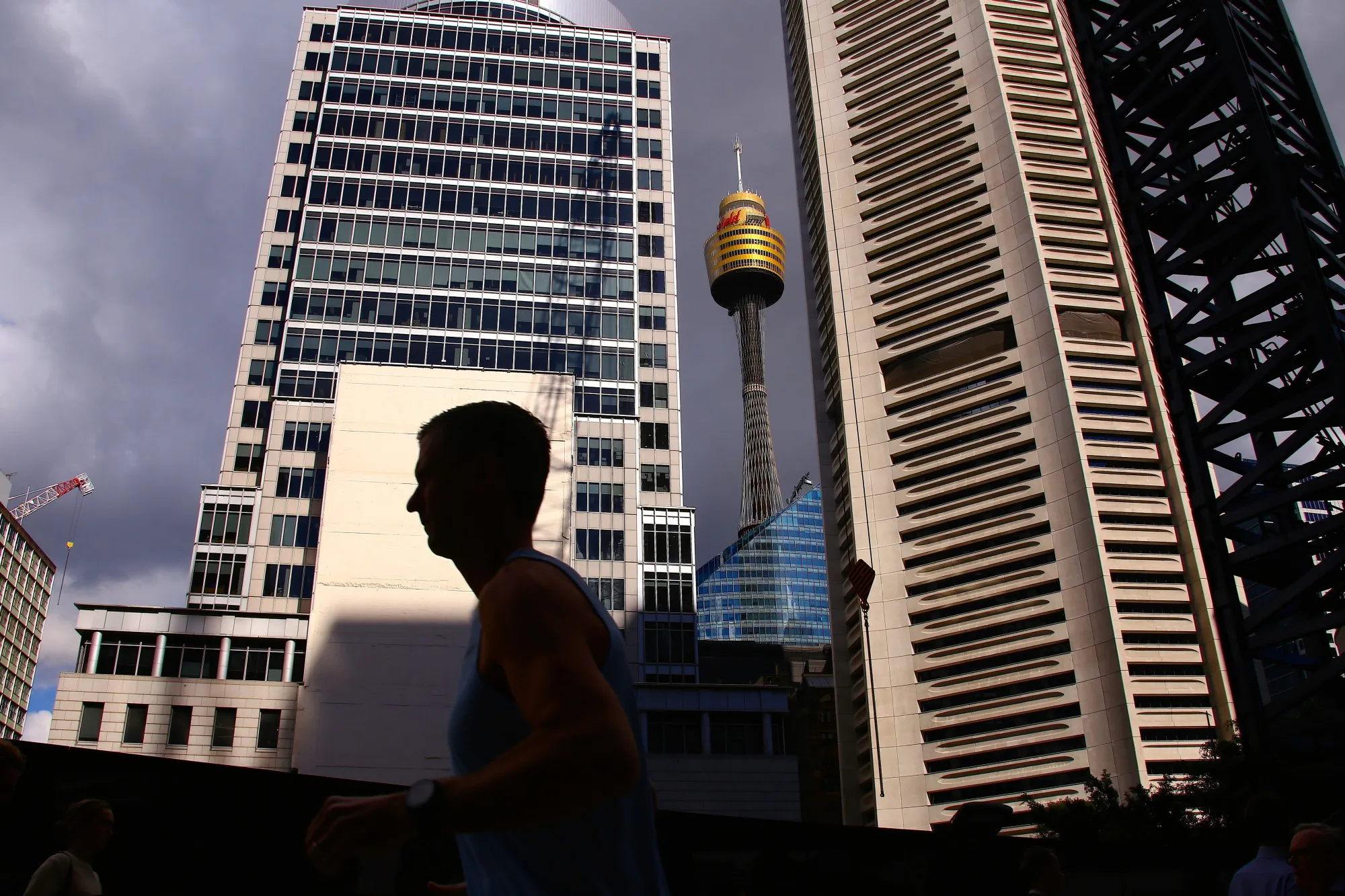 Sydney Tower, center, stands in the central business district of Sydney, Australia.