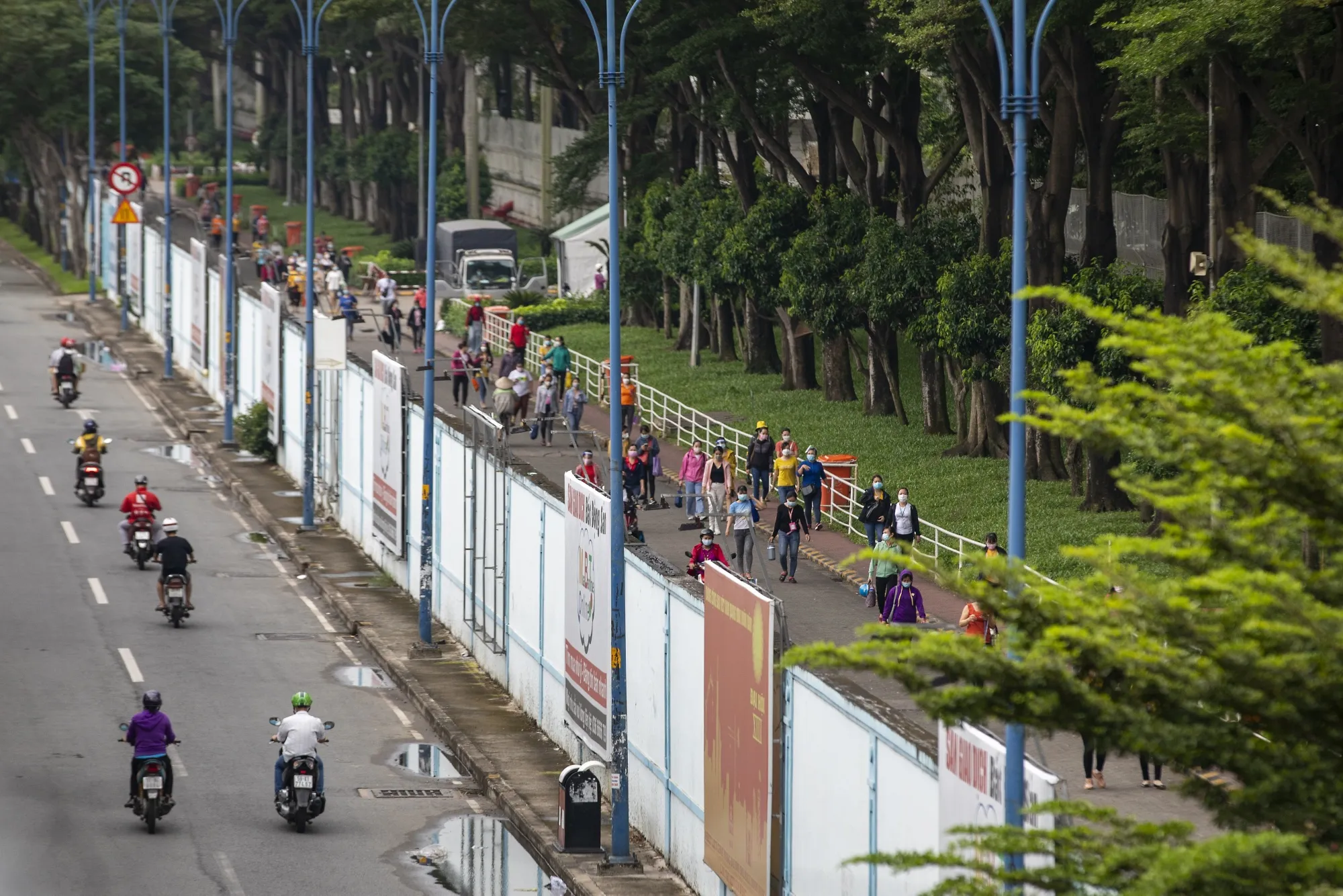 The workers are off shift at the Pouyuen Vietnam factory in Ho Chi Minh City, Vietnam, on Oct. 7.