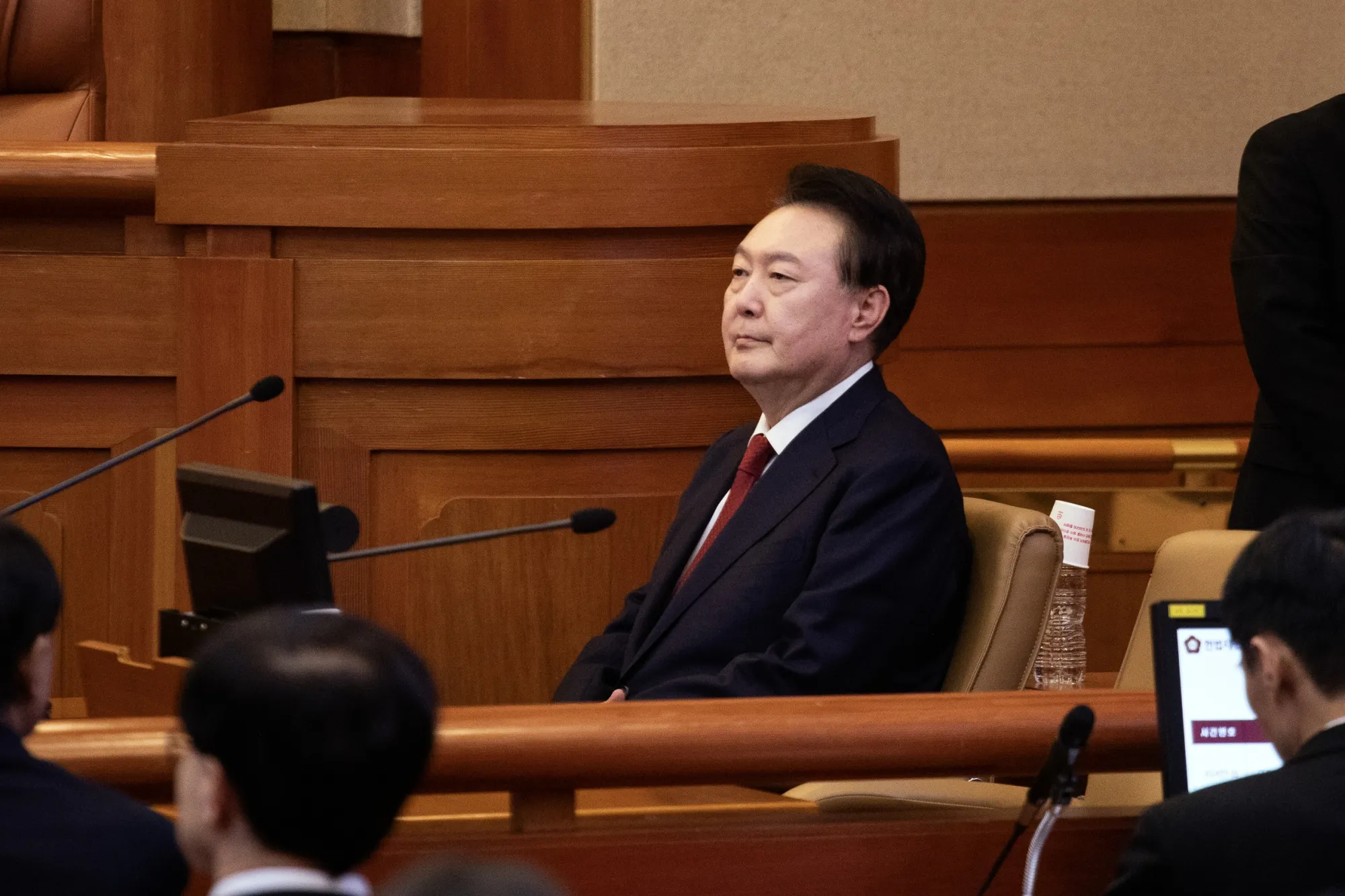 Yoon Suk Yeol at a hearing at the Constitutional Court of Korea on Jan. 21.
