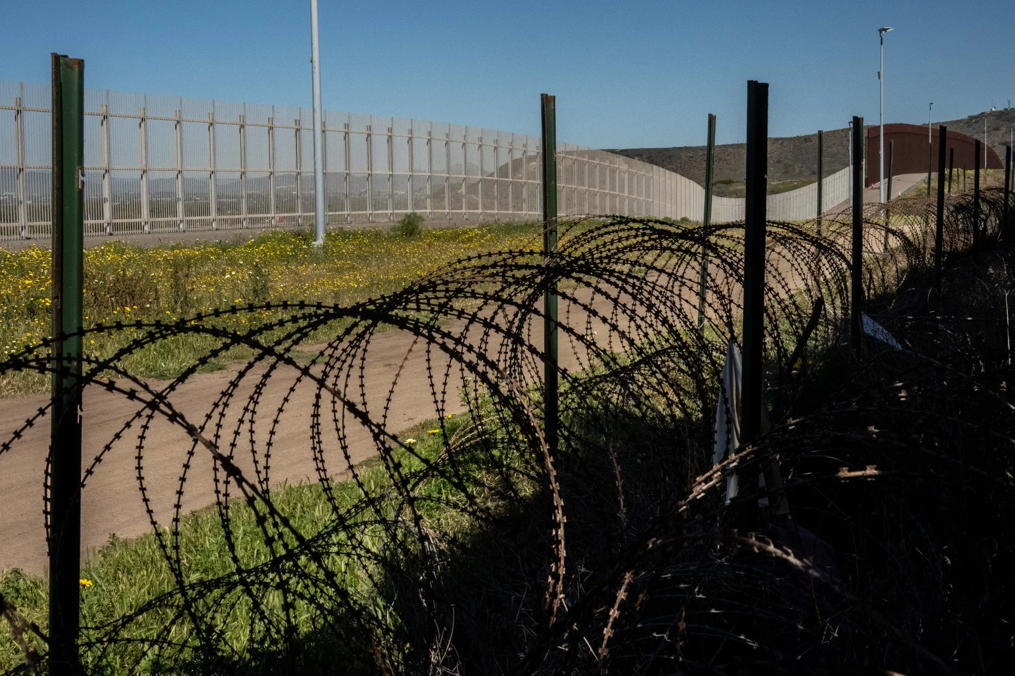 A section of the U.S. and Mexico border fence in Tijuana, Mexico.