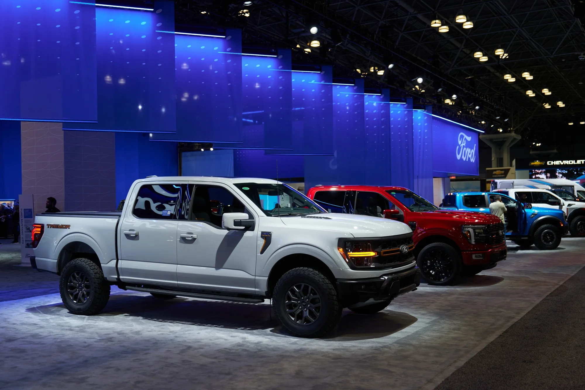 Ford F-150 pickup trucks during the New York International Auto Show.