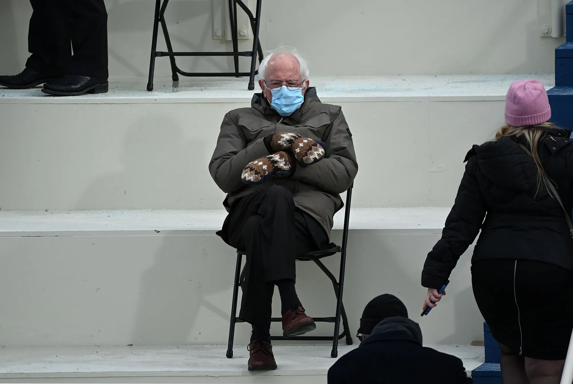 Bernie Sanders before the inauguration of Biden on Jan. 20.