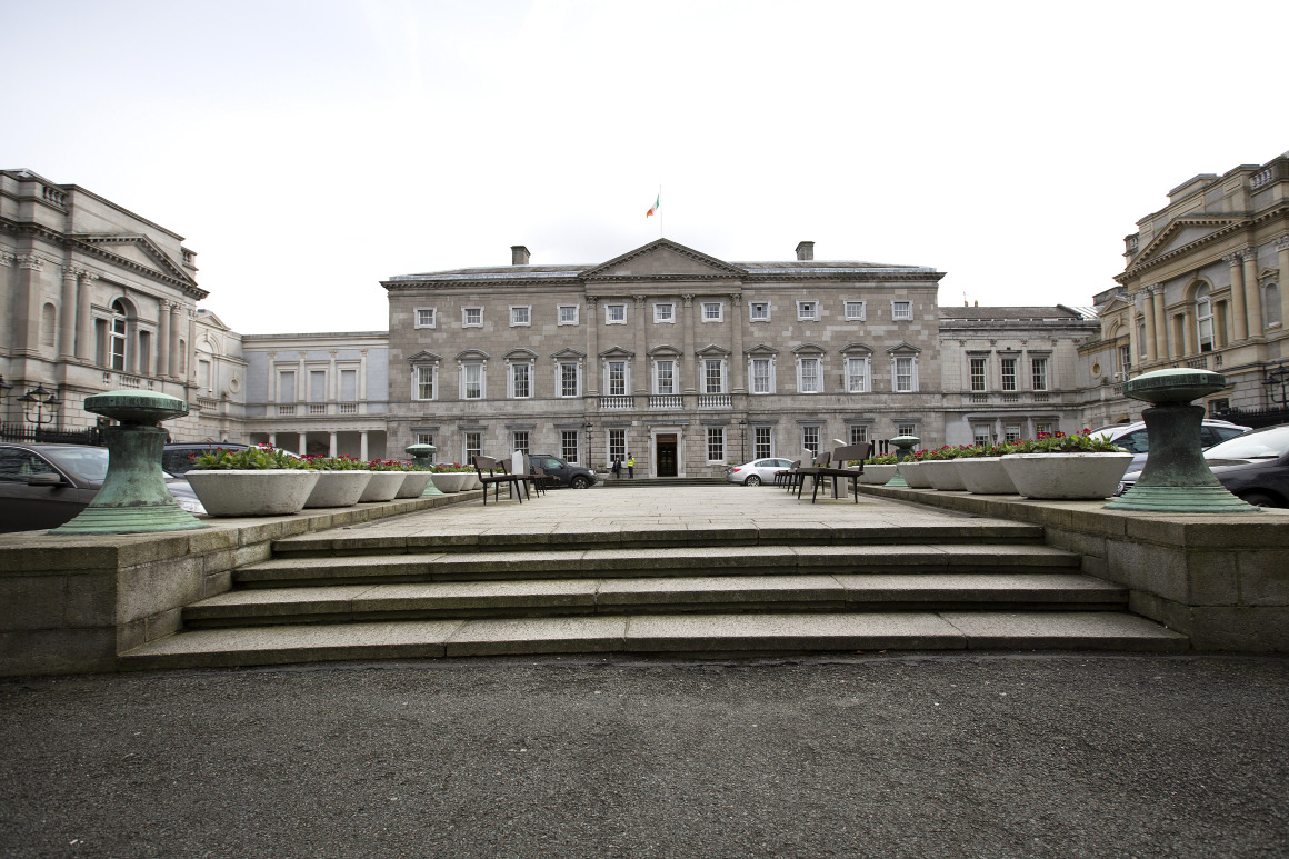 Leinster House, the seat of the Oireachtas, also known as the National Parliament&nbsp;in Dublin, Ireland.