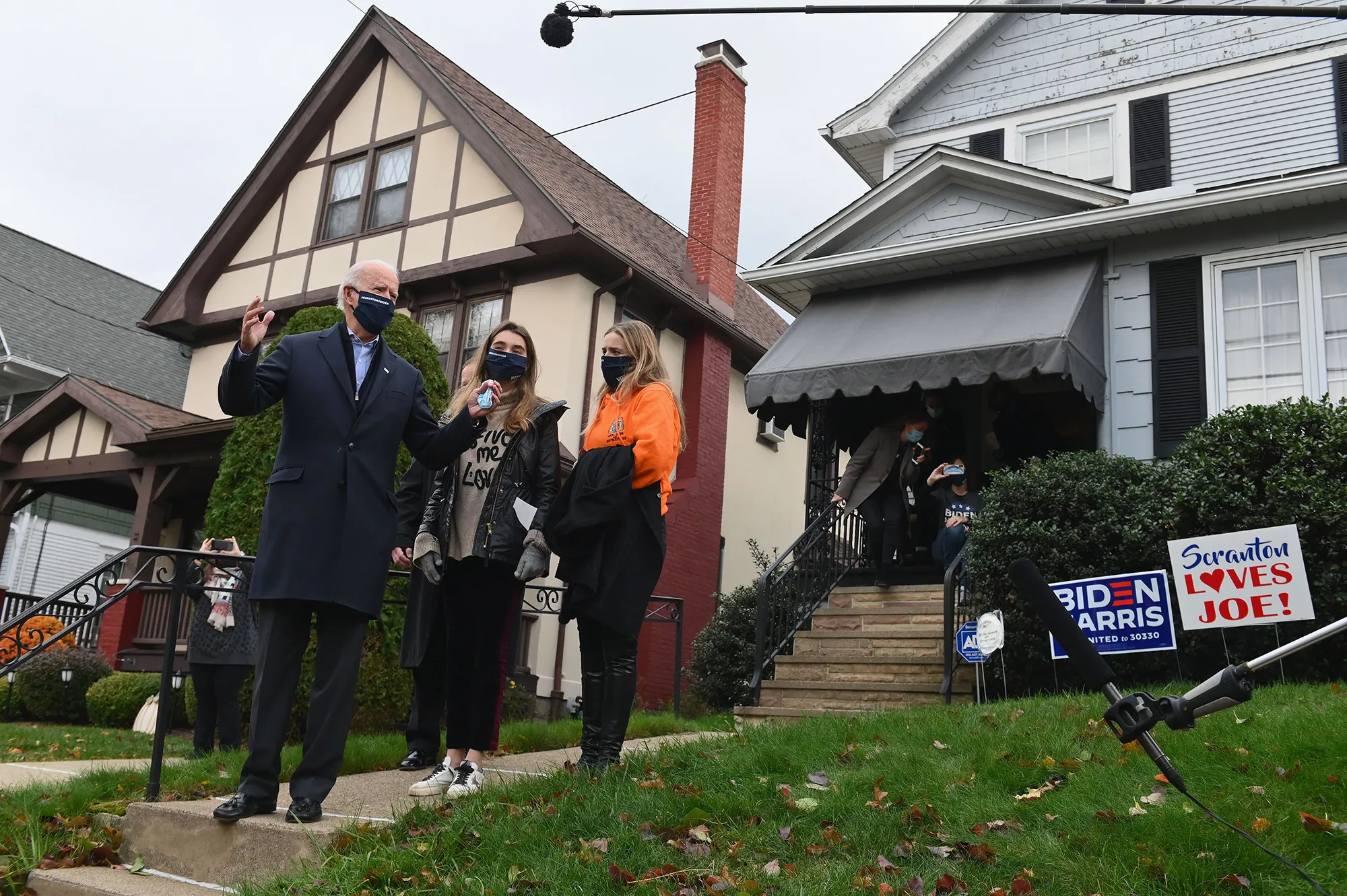 Joe Biden visits his childhood home with his granddaughters in Scranton, Pennsylvania on Nov. 3.