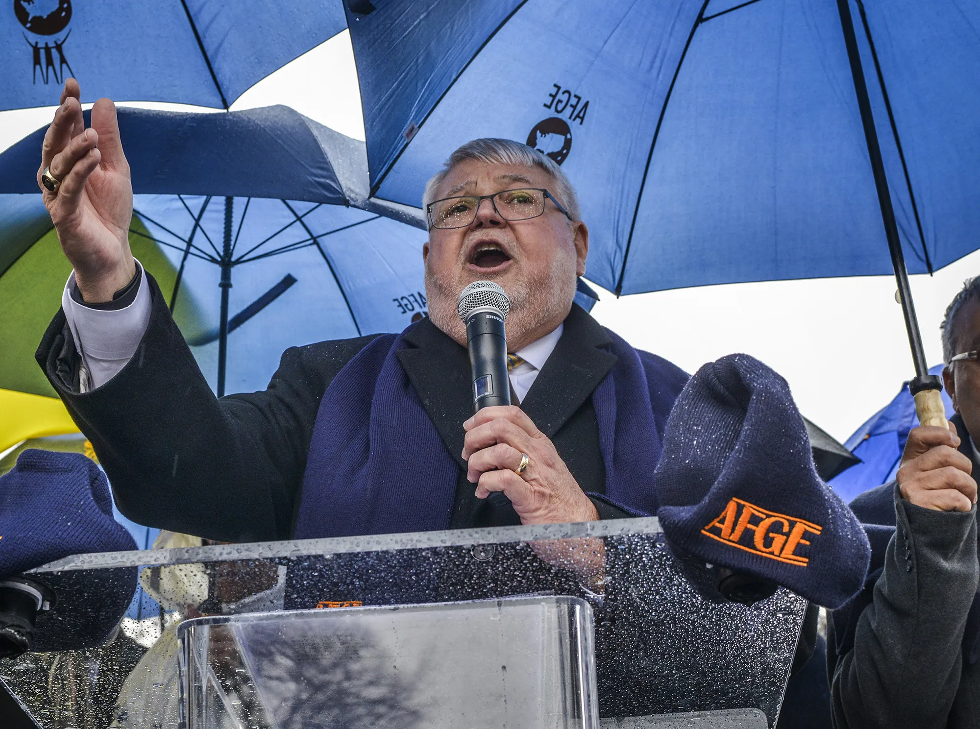 J. David Cox speaks during a rally in Washington in 2016.
