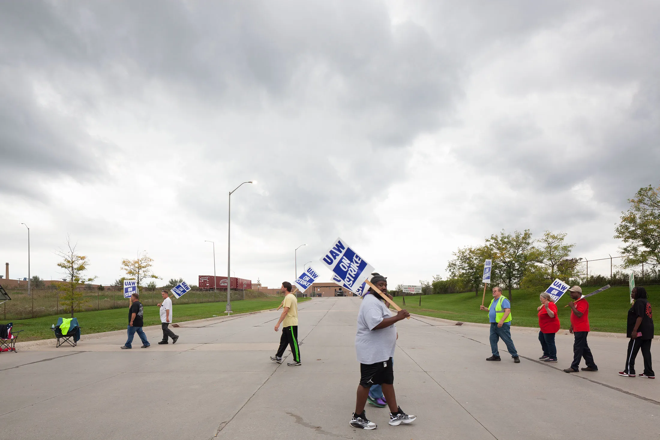 United Automobile Workers members picket the GM plant in Orion Township, Mich. When the UAW returns to work, this plant will be busy.