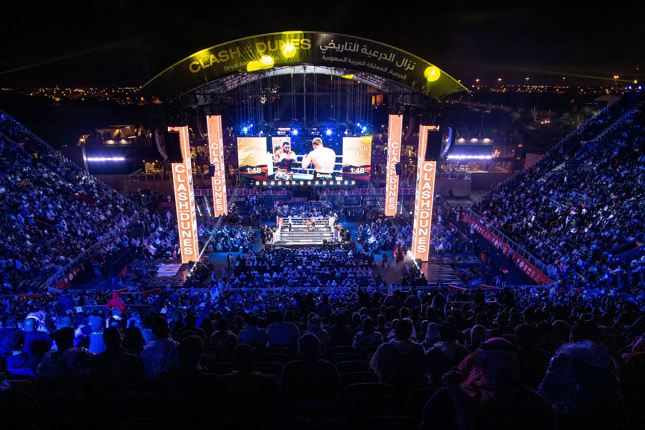 “Clash on the Dunes,” a heavyweight boxing match in Diriyah, Saudi Arabia, on Dec. 7, 2019.