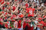 Fans during the FIFA World Cup match between Belgium and Morocco.