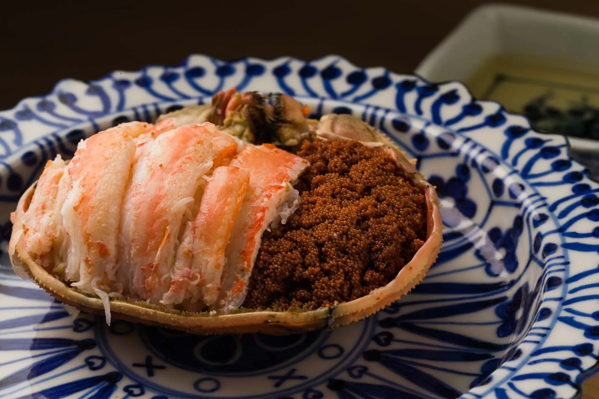 Male snow crab, the current star of the $888 menu at Sushidokoro Mekumi in New York.