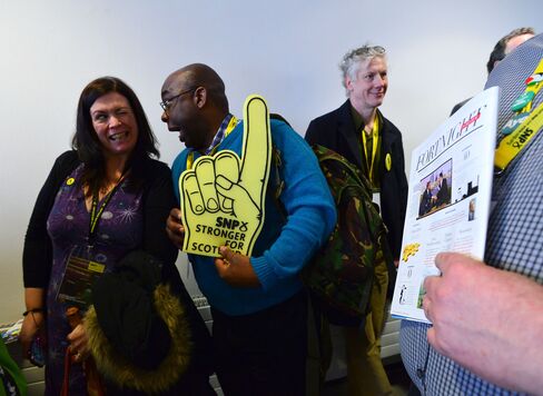 SNP party supporters wait in line to enter the conference hall during the Scottish National Party (SNP), Spring Conference ahead of the 2015 General Election at the SECC on March 28, 2015 in Glasgow, Scotland.