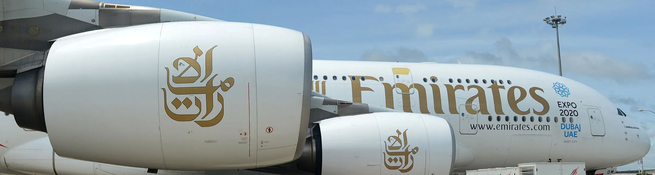 An Emirates Airbus A380.
