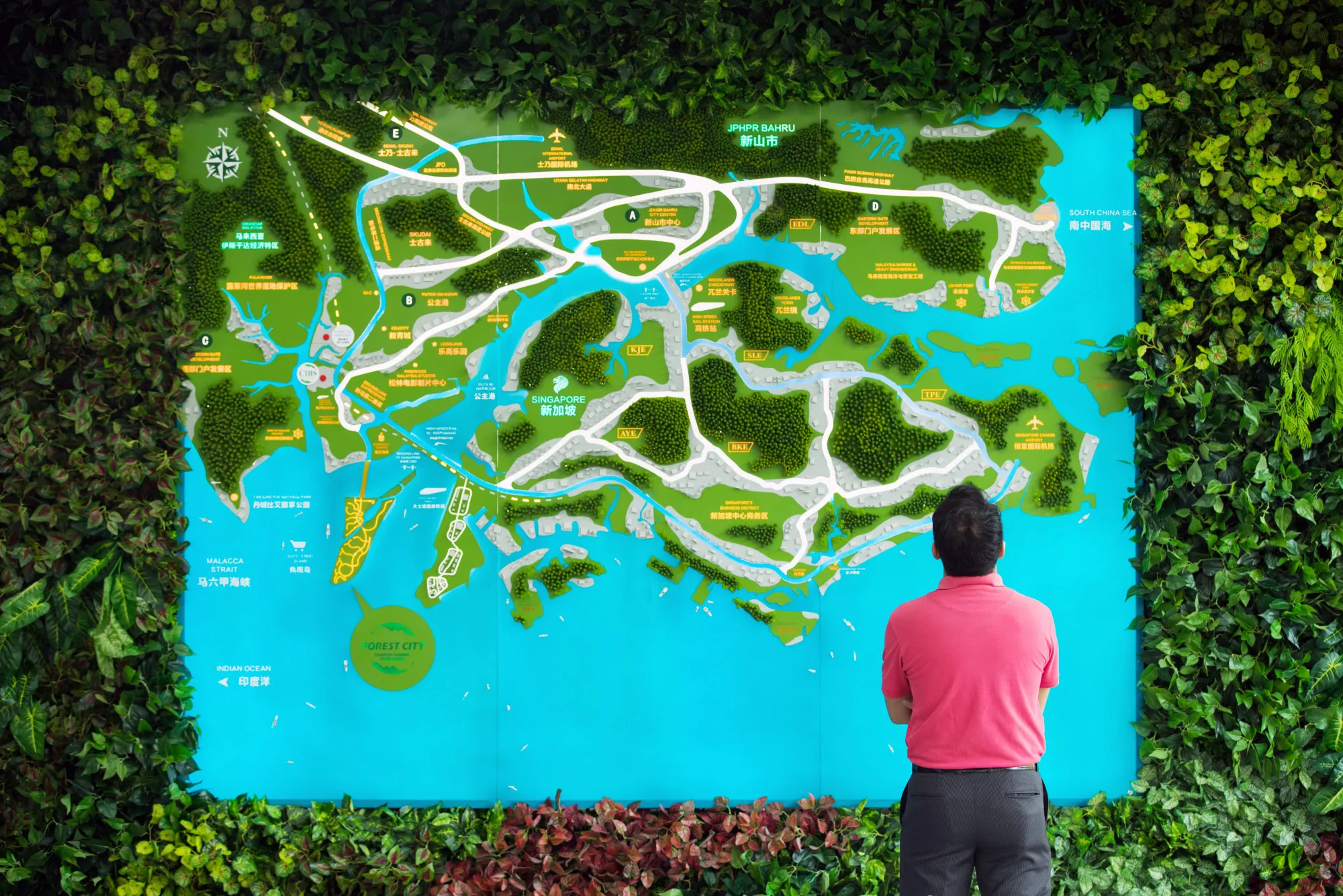A map of Malaysia and Singapore inside a showroom at the Country Garden Holdings Co. Forest City&nbsp; in Johor, Malaysia in&nbsp;&nbsp;2017.&nbsp;