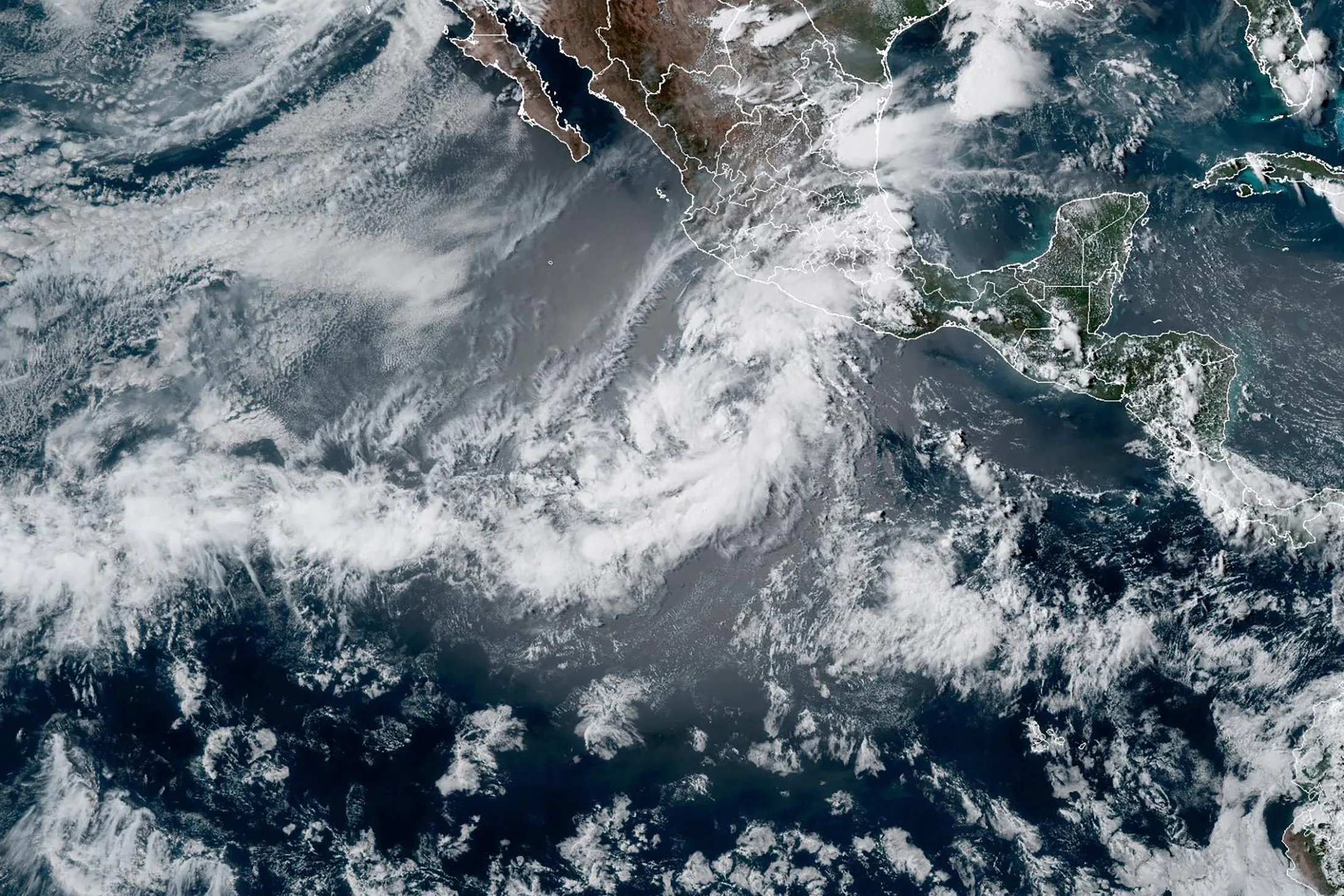 A tropical depression forming off&nbsp;Mexico’s Pacific Coast on May 28.