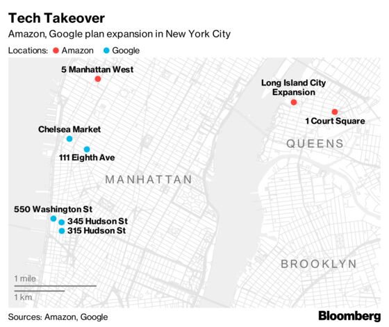 Google Climbs NYC Office Space Rankings Ahead of Amazon’s Arrival