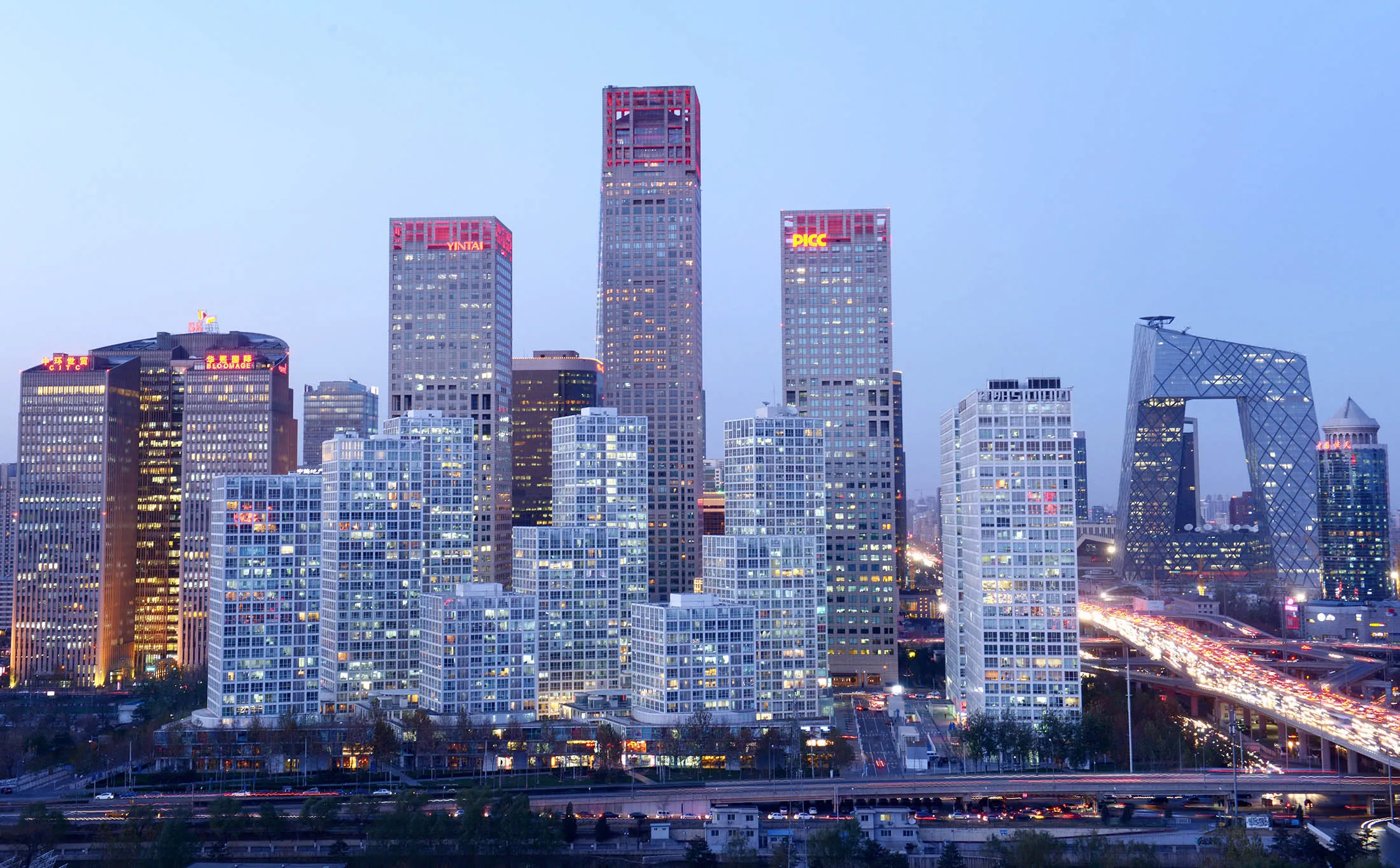 A general view shows the skyline of a central business district in Beijing on November 27, 2013. Foreign investment into China rose 5.77 percent on year in the first 10 months of 2013, the government said on November 19. AFP PHOTO / WANG ZHAO (Photo credit should read WANG ZHAO/AFP/Getty Images)
