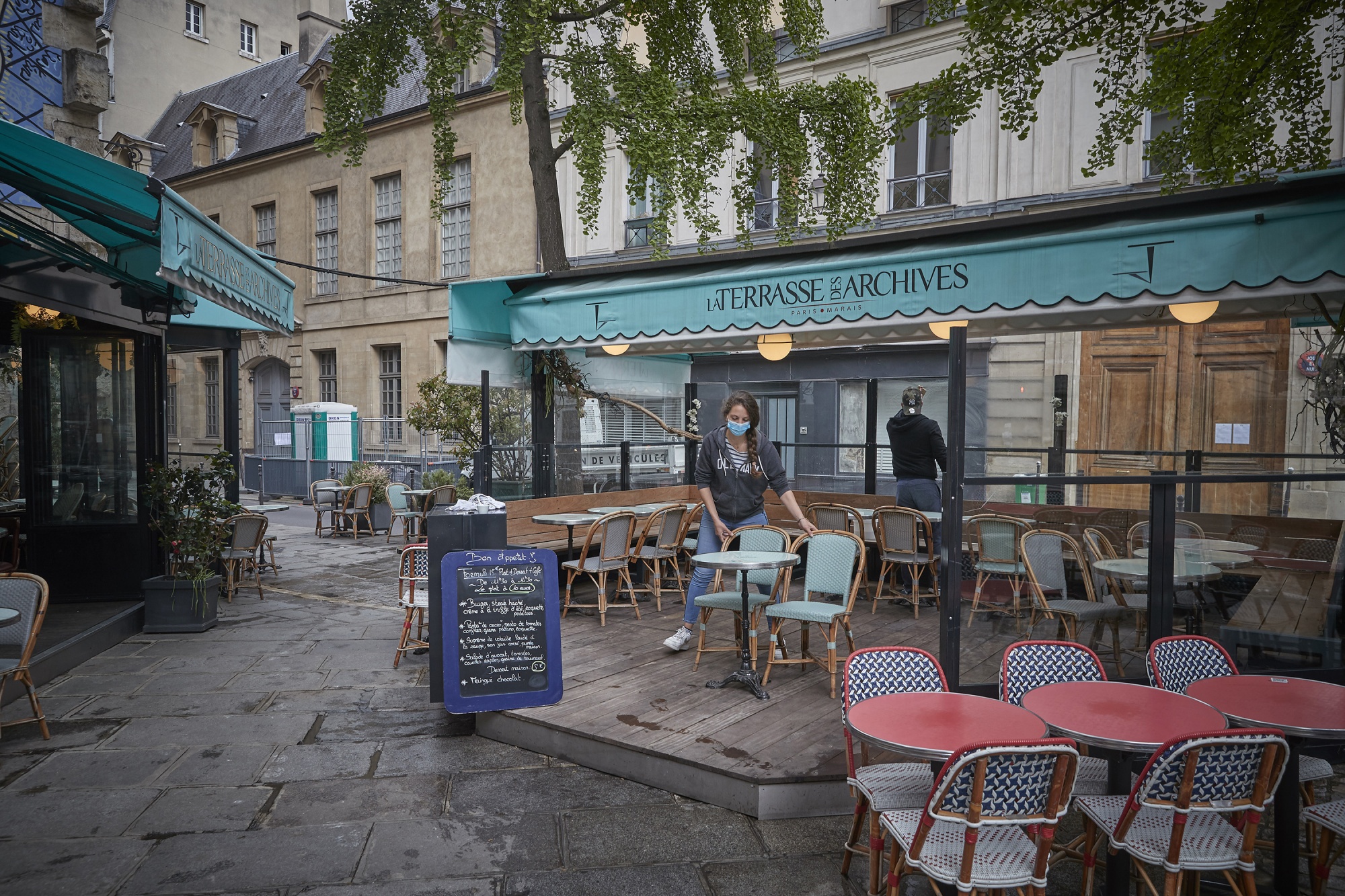Parisian Cafes Prepare To Reopen For Outdoor Seating