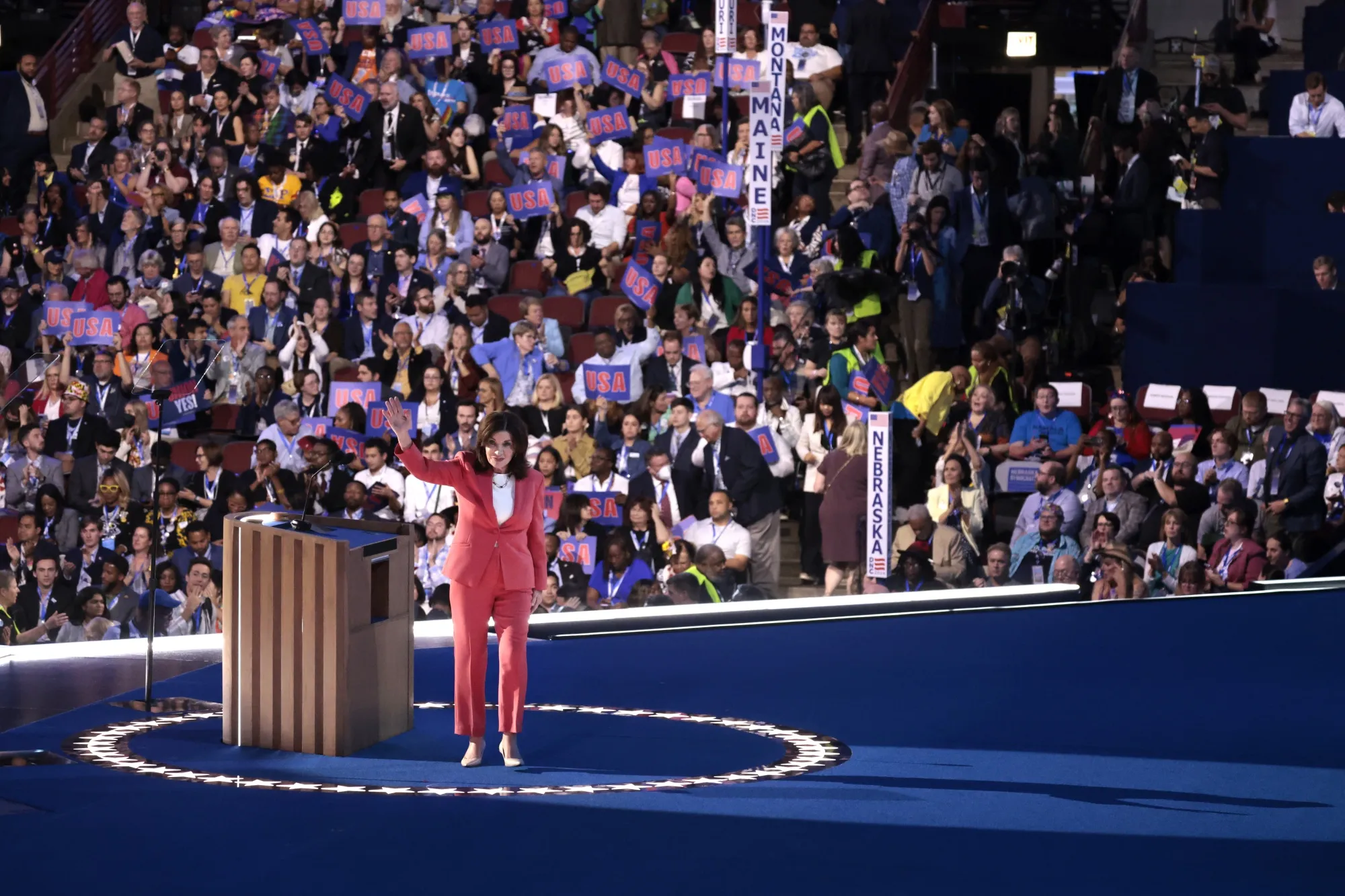Kathy Hochul&nbsp;during the Democratic National Convention&nbsp;in Chicago.