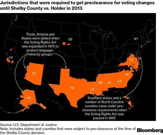 GOP’s Voting Curbs Show Long Reach of 2013 Supreme Court Ruling