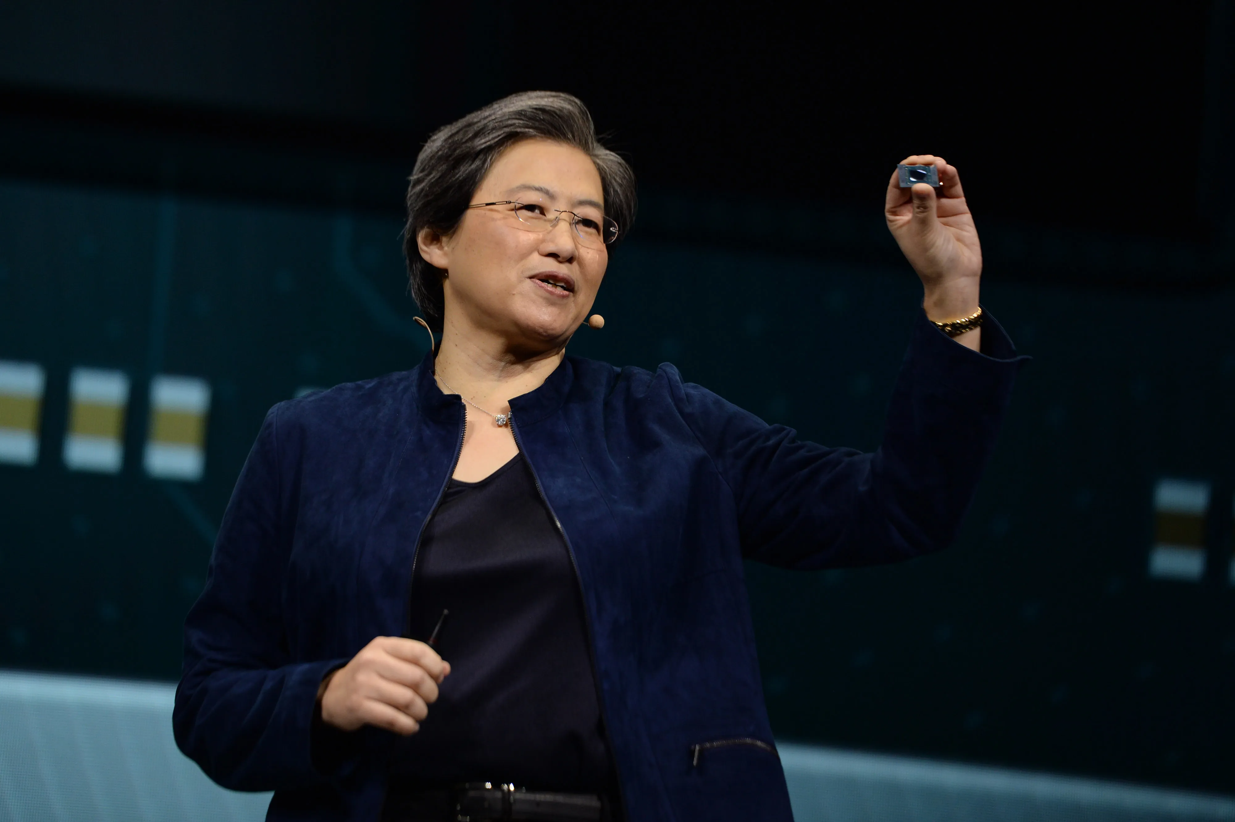 Lisa Su presents the Ryzen 4000 series chip at CES 2020 in Las Vegas.