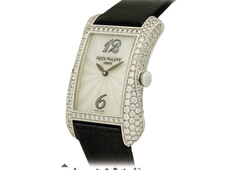White gold-and-diamond set Patek Philippe watch.