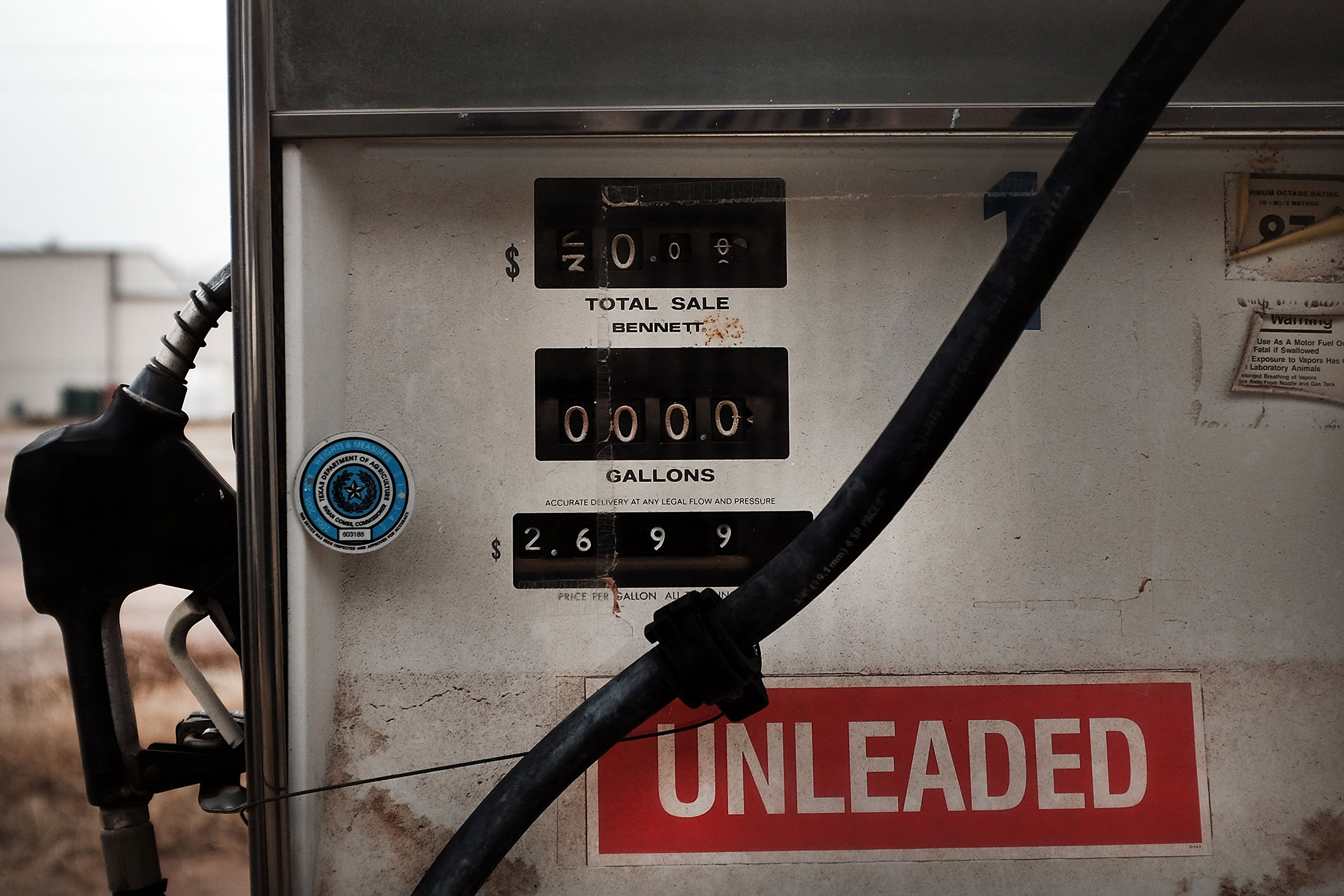 An old gas pump in Sweetwater, Texas, on Feb. 4.
