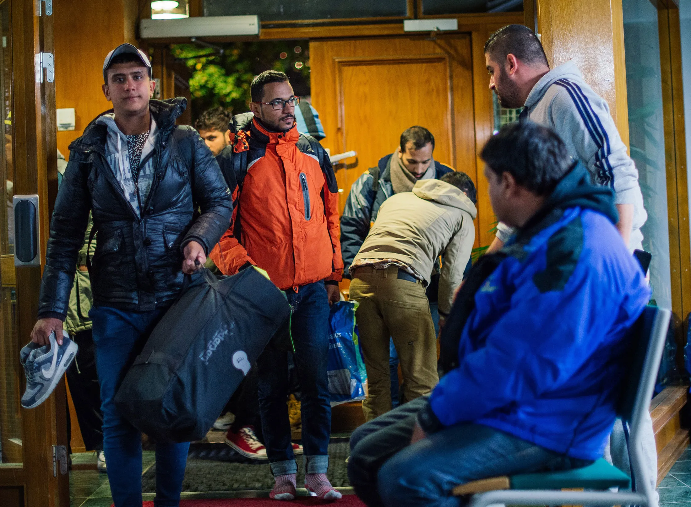 Refugees at Stockholm central mosque on Oct. 15, 2015.

