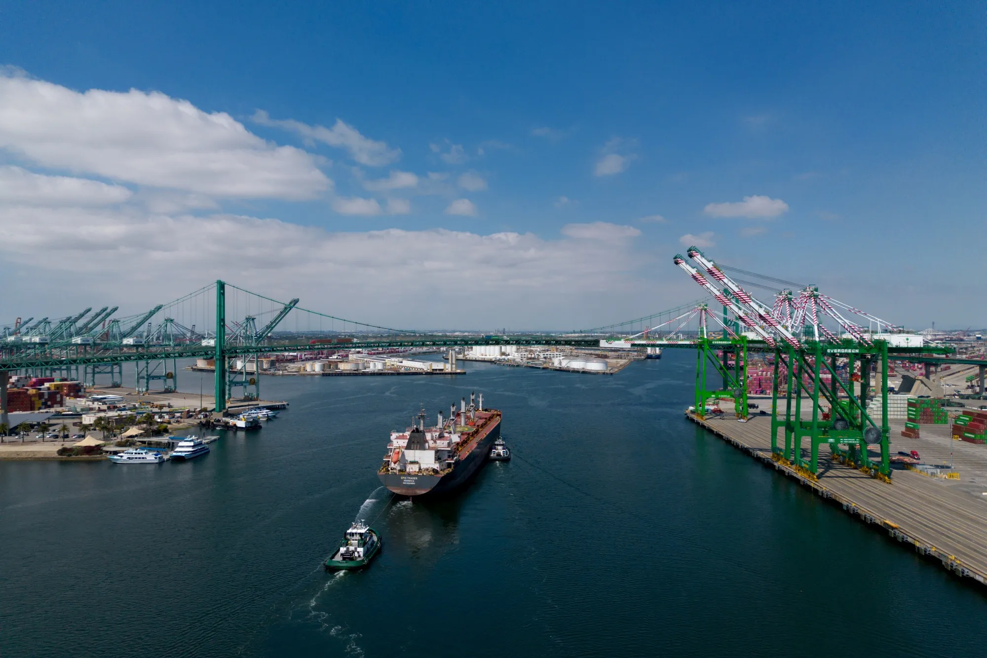 A ship arrives at the Port of Los Angeles in April.
