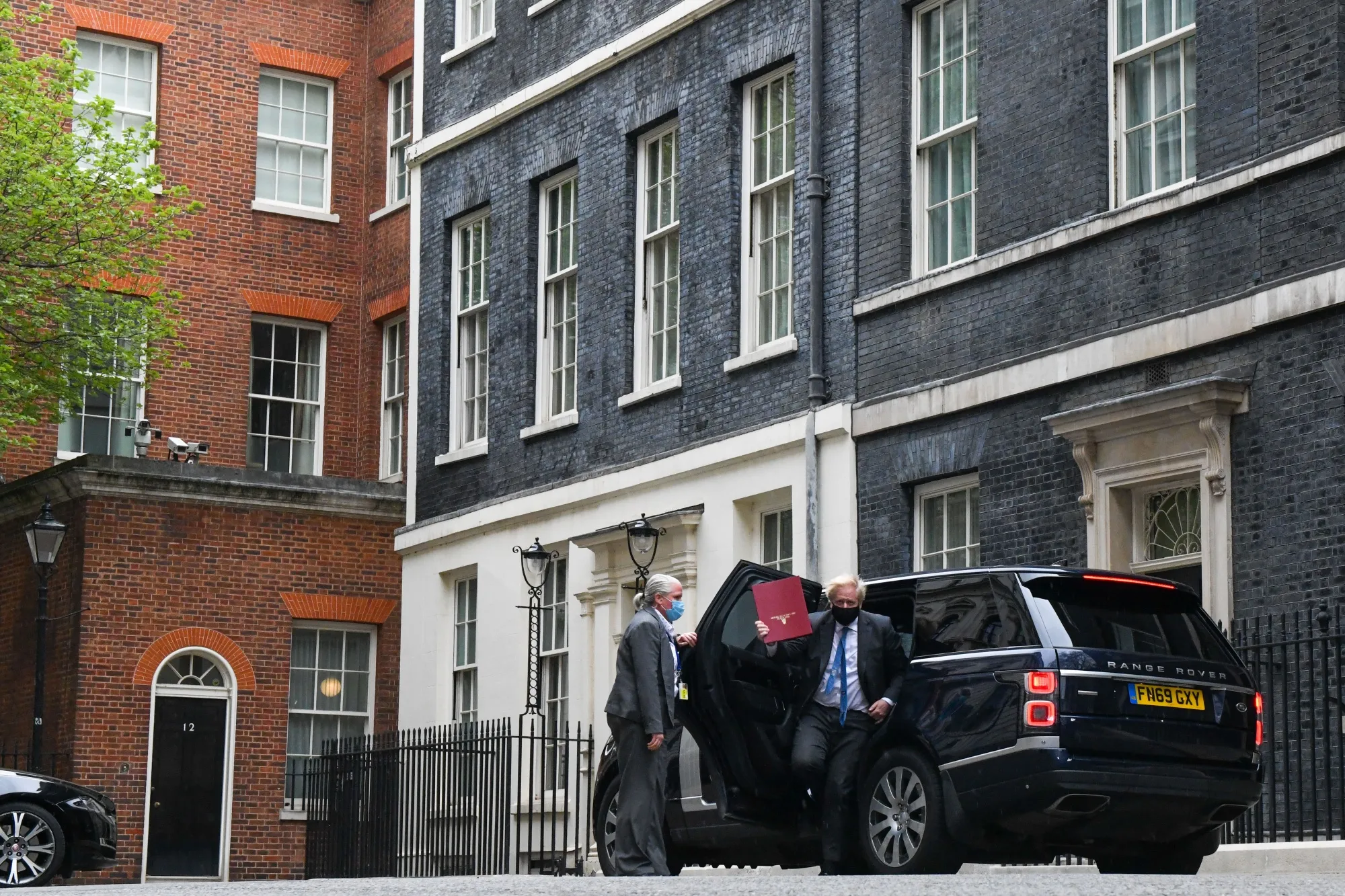 Boris Johnson arrives at number 10 Downing Street in London, on April 28.